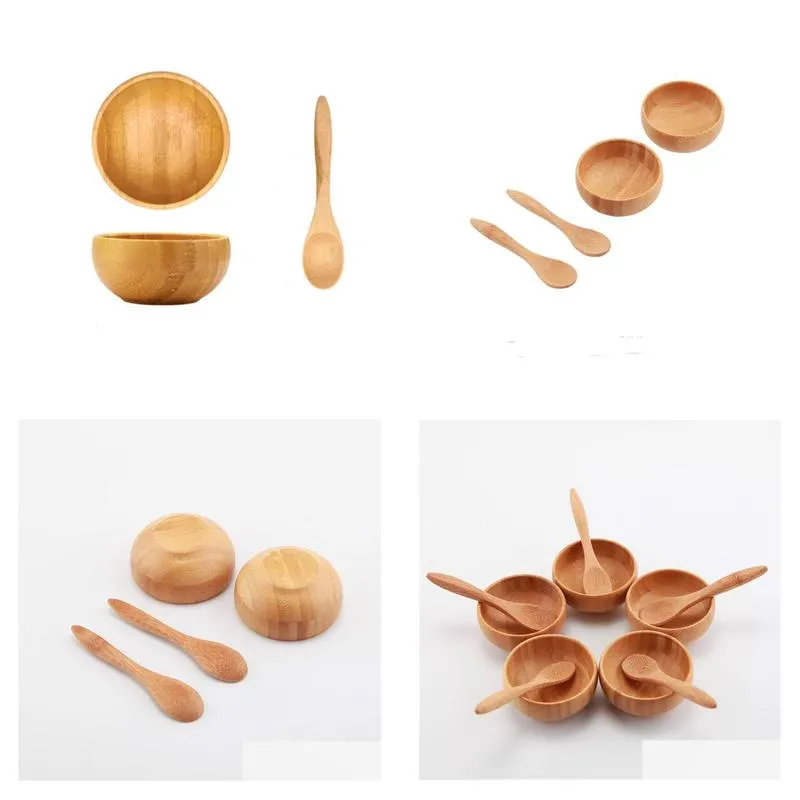 empty bamboo facial mask bowl with spoon cosmetic wooden mask tools diy tableware makeup container set sn1521