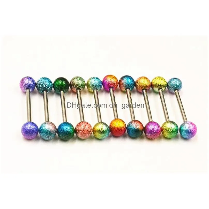 50pcs tongue/ nipple shield ring barbells straight bar 14gx16x6/6 colors body piercing jewelry