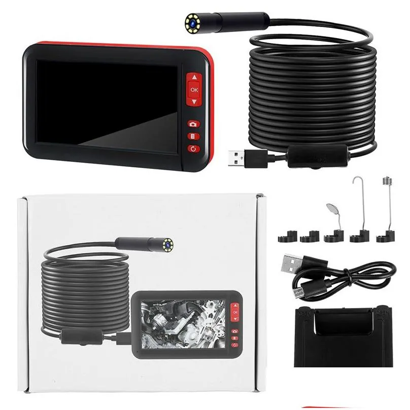 4.3 inch industrial endoscope borescope digital inspection cameras built-in 8pcs leds 8mm lens high-definition 1080p display screen