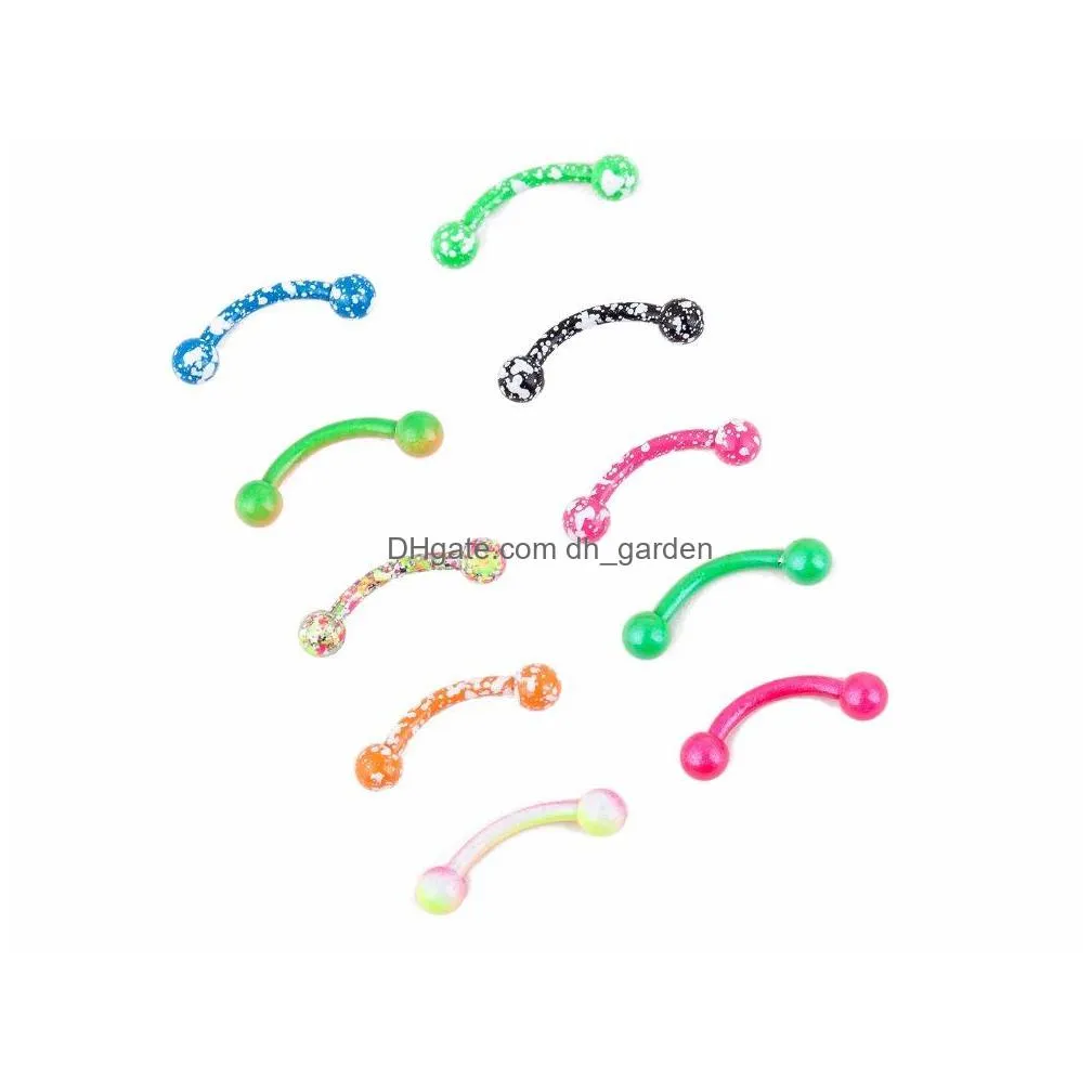 100pcs body jewelry piercing tongue ring barbells nipple bar horseshoes lip labret eyebrow piercing colorful