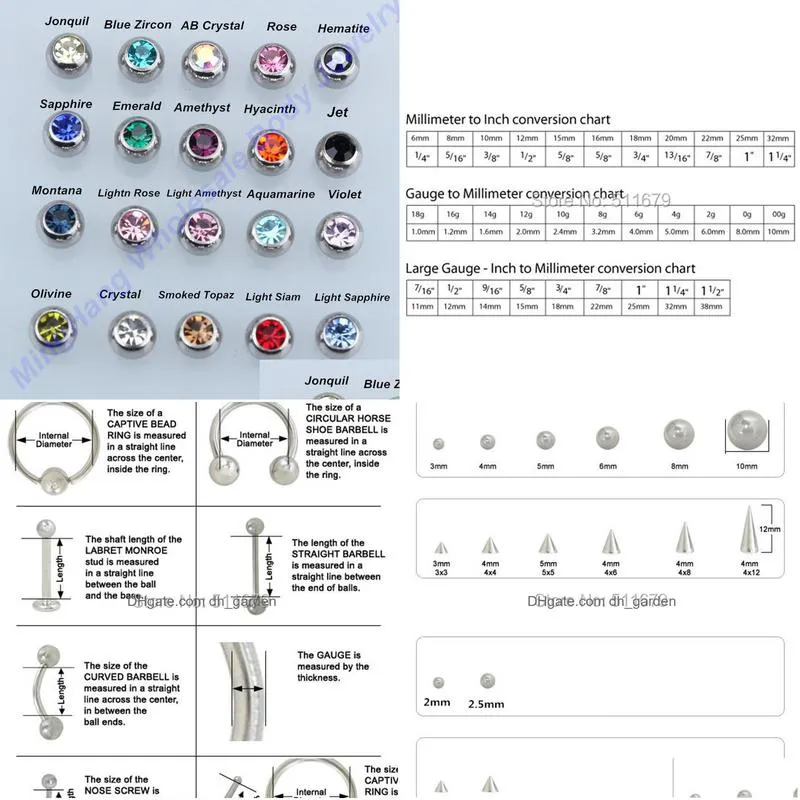 14g(1.6mm)*5mm cz crystal ball barbell tongue nipple ring replacement parts body piercing jewelry