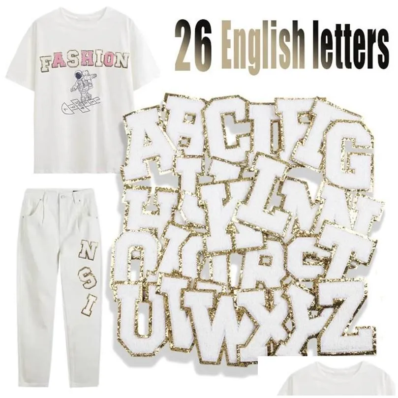 gift wrap 26pcs a to z white english letters towel embroidery fabric sticker diy clothing bags decoration adhesive label