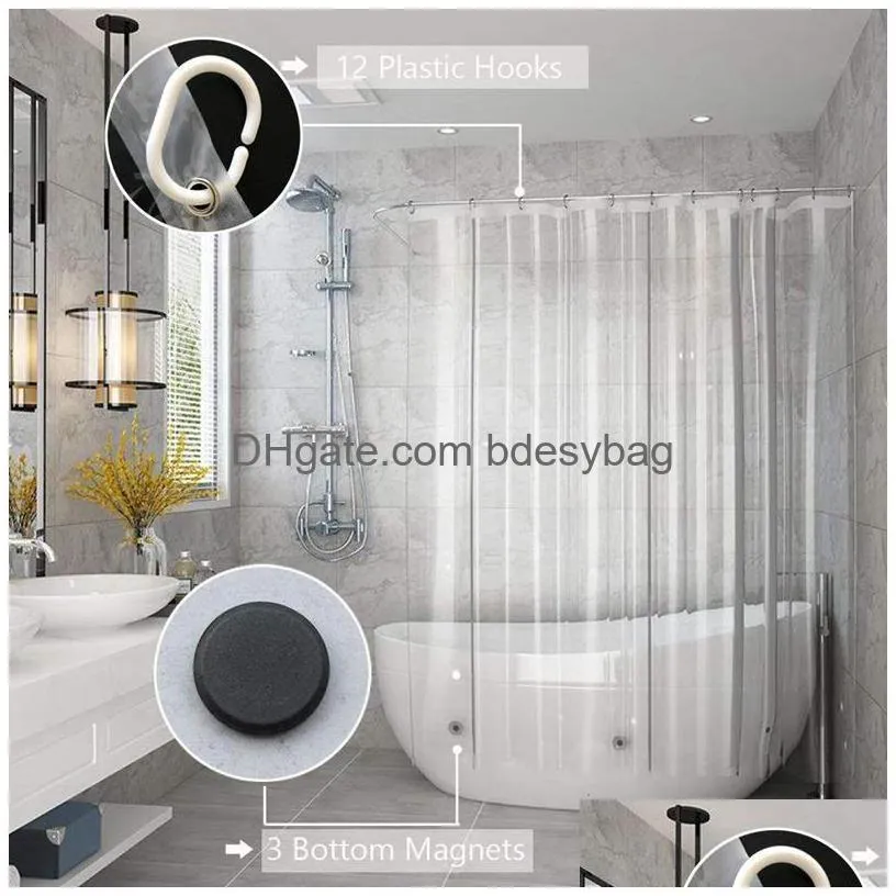 full transparent shower curtain clear bath curtains liner peva mildew proof waterproof fabric bathroom for home