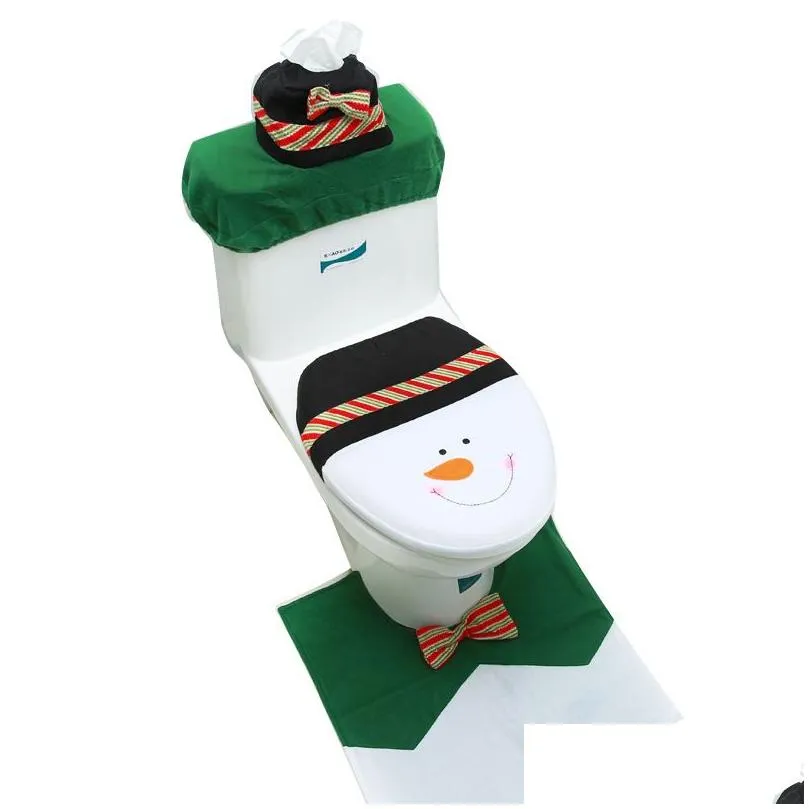 Christmas toilet cover Old man Snowman toilet covers carpet Radiator cap Paper towel cover Toilet Seat Covers Christmas Decorations