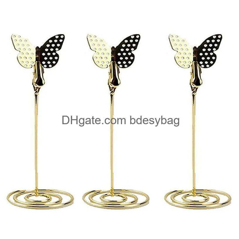 notes memo clips holders with alligator and butterfly shape po holder stand place card for wedding party favors, 6