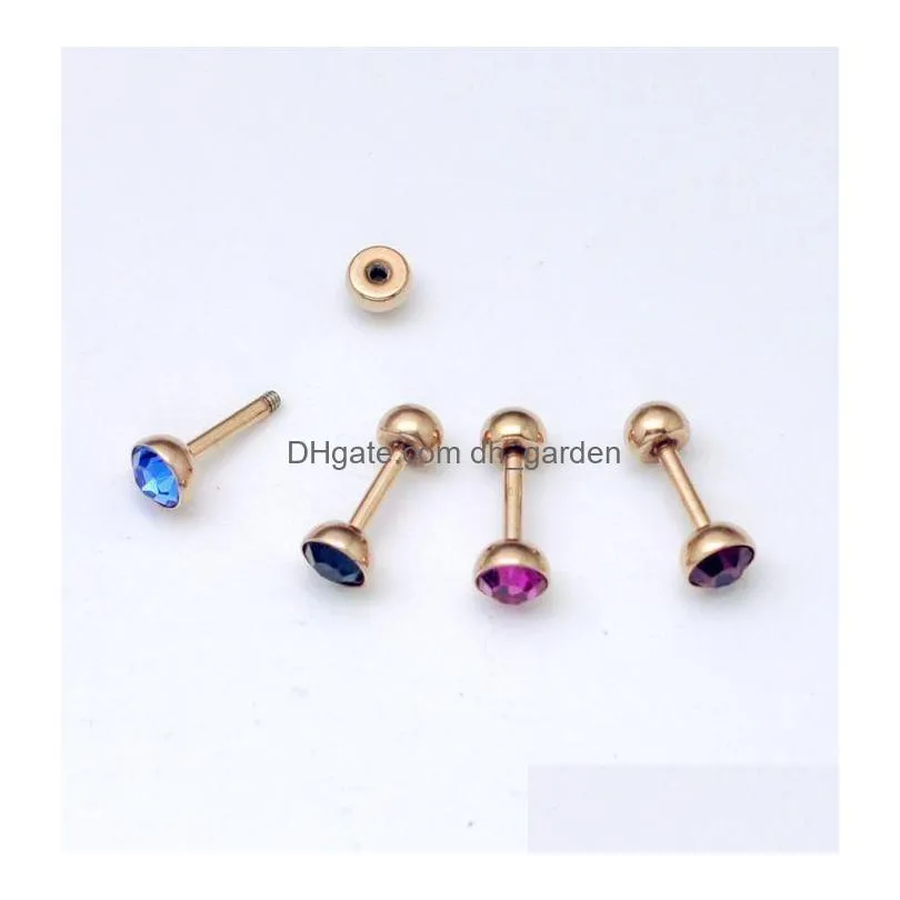 whole 12colors dumbbell tongue rings 120pcs crystal stone fake plug cheater earring body jewelry