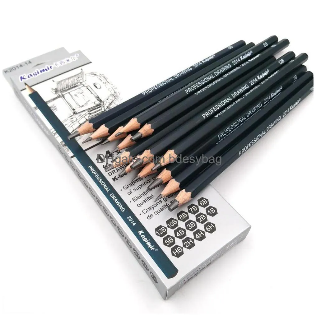 14pcs/set drawing pencil set wooden professional art supplies hard/medium/soft sketch charcoal pencils art painting stationery