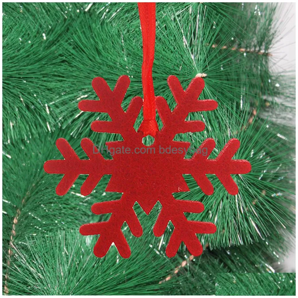 90pcs felt snowflake pendants christmas tree ornaments window home decoration red