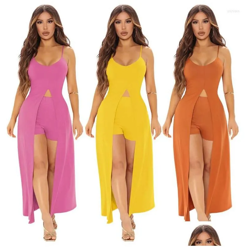 Work Dresses Women Summer Sexy Shorts Set Casual Solid Strap 2 Pieces Top And Female Tracksuits