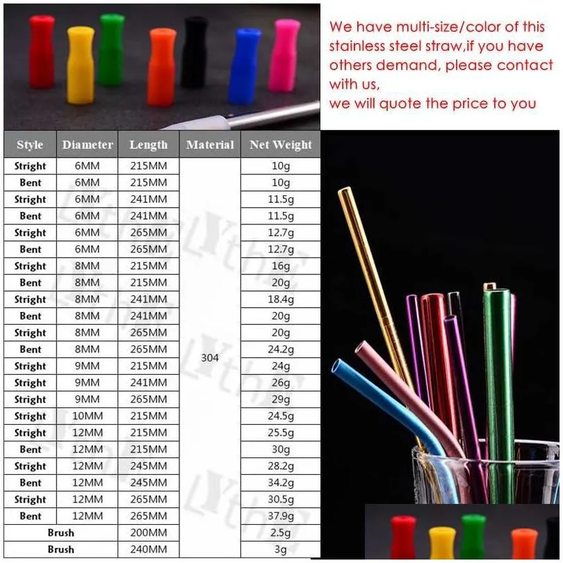 drinking straws 12mm multi-colors food grade silicone straw tips cover soft reusable metal stainless steel nozzles only fit for 1/2