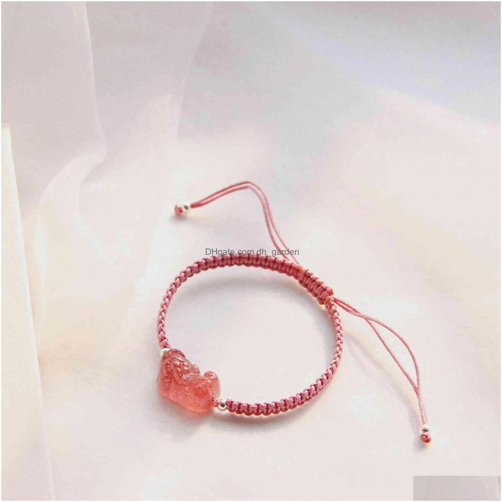 rose crystal pixiu bracelet handmade quarzt brave troops natural stone beaded bangle bracelets diy dropship jewelry