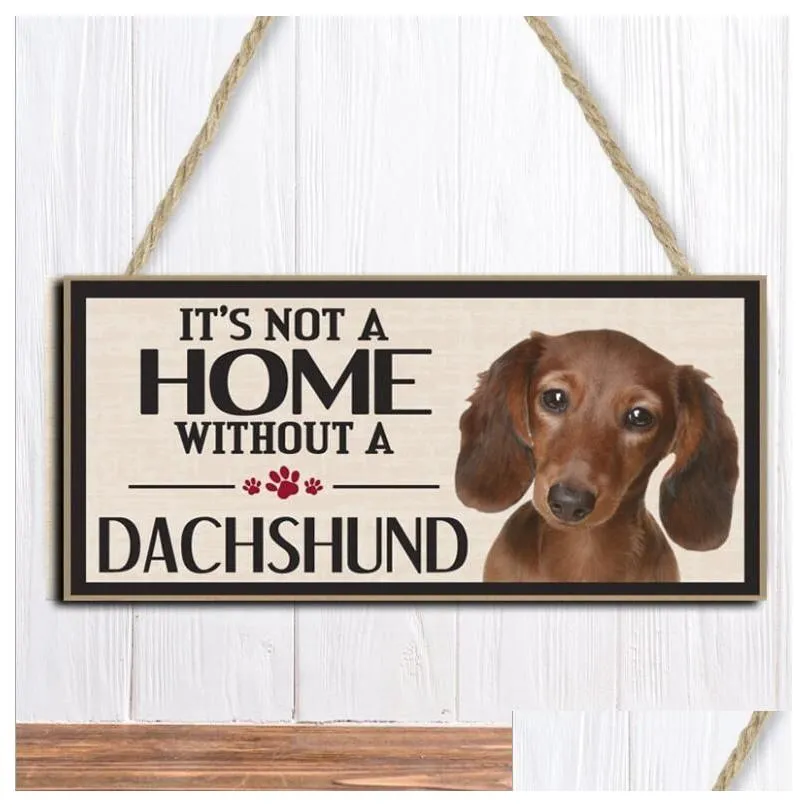 rectangle wooden decoration hanging board dog pet decor door sign plaque home accessories ornament 16 styles for choose