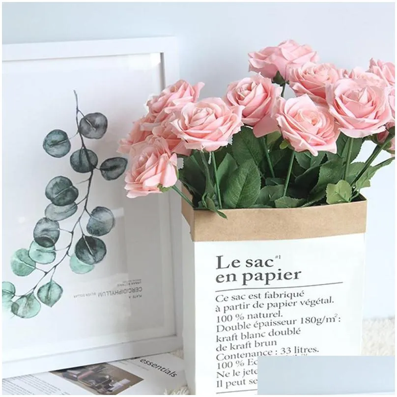 Gift Wrap PC Kraft Paper Bag Vase Nordic Style Dried Plant Basket Layers Double DIY Flowerpot Sundries Storage Home Decor