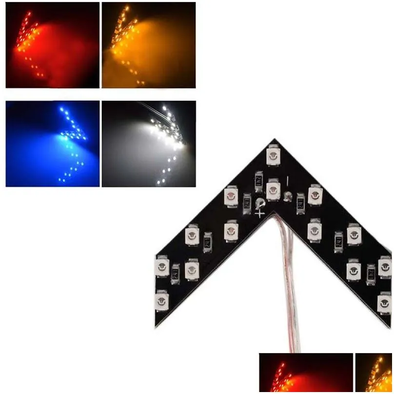 2pcs/lot 14 led arrow light car rear view mirror indicator drl turn signal lights warnning safety day lighting automobiles accessories