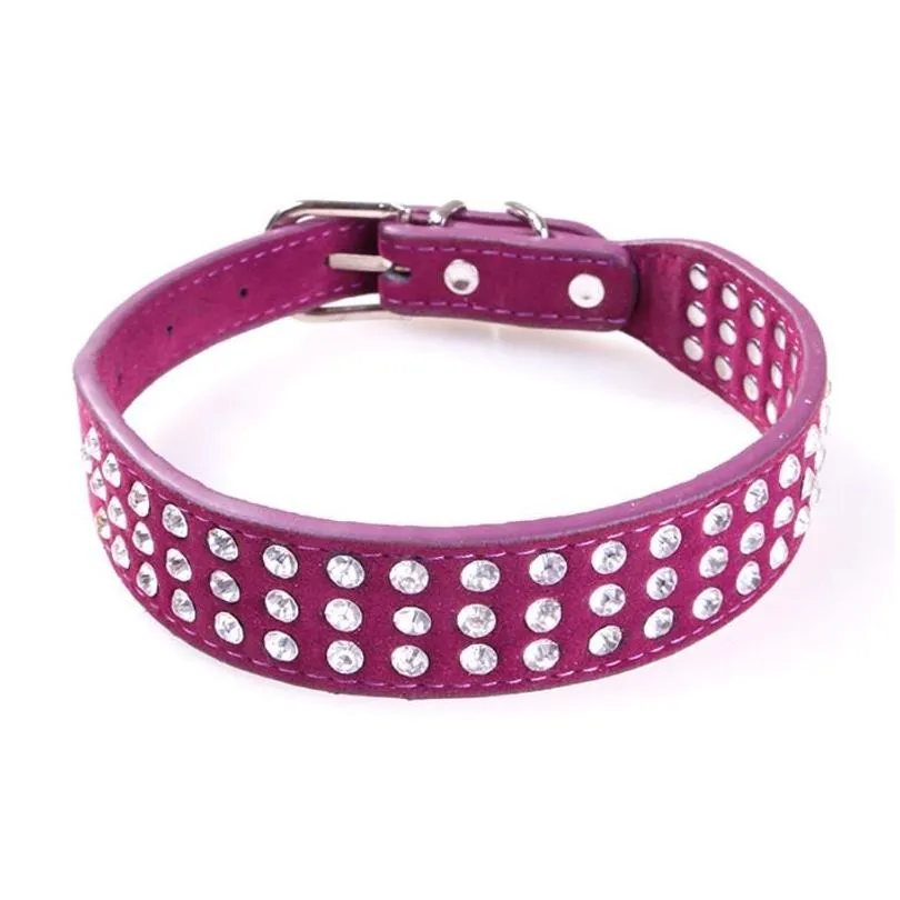 pu leather adjustable pet dog collar rhinestone neck lead dog necklace pink pets pomeranian collare cane leash dogs ee5qy