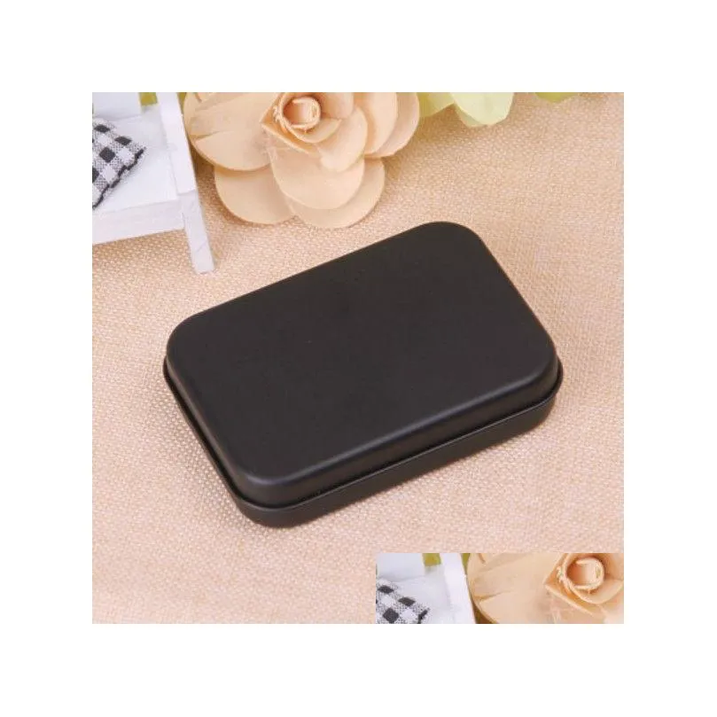 Rectangle Tin Box Black Metal Container Tin Boxes Candy Jewelry Playing Card Storage Boxes Gift Packaging RH43801