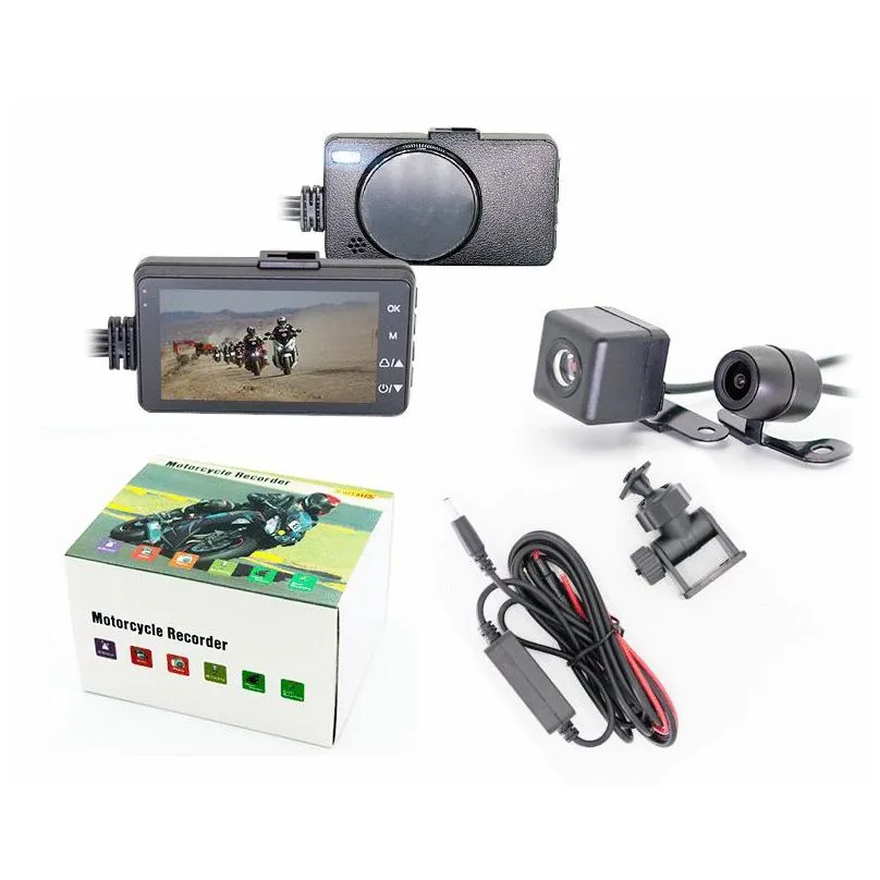  3 inch lcd motorcycle dvr dual cameras mini 720p camera waterproof video recorder with g-sensor 140 degree wide angle dash camera