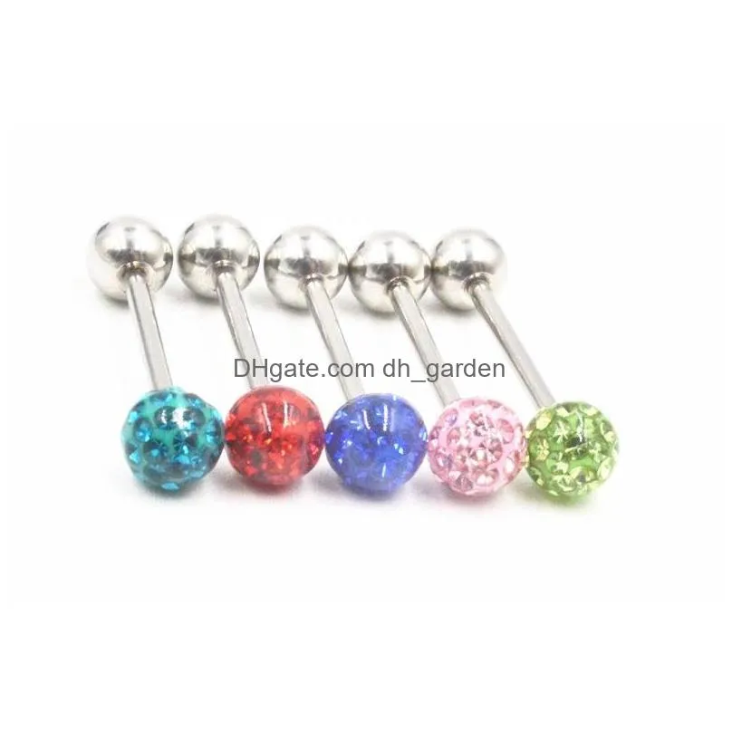 lot50pcs piercing jewelry body jewelry-crystal gems tongue ring bar smoothly nipple shield