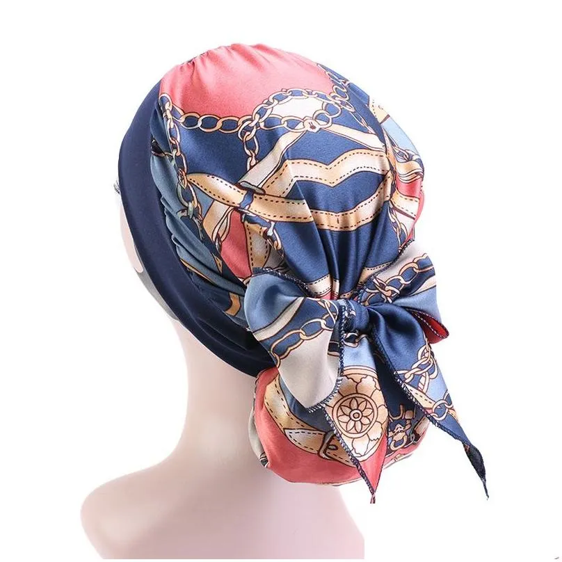 Vintage Girls hemp headcover comfortable headscarf Turban Bandana Head Wrap Hat Caps for Cancer Solid Colors