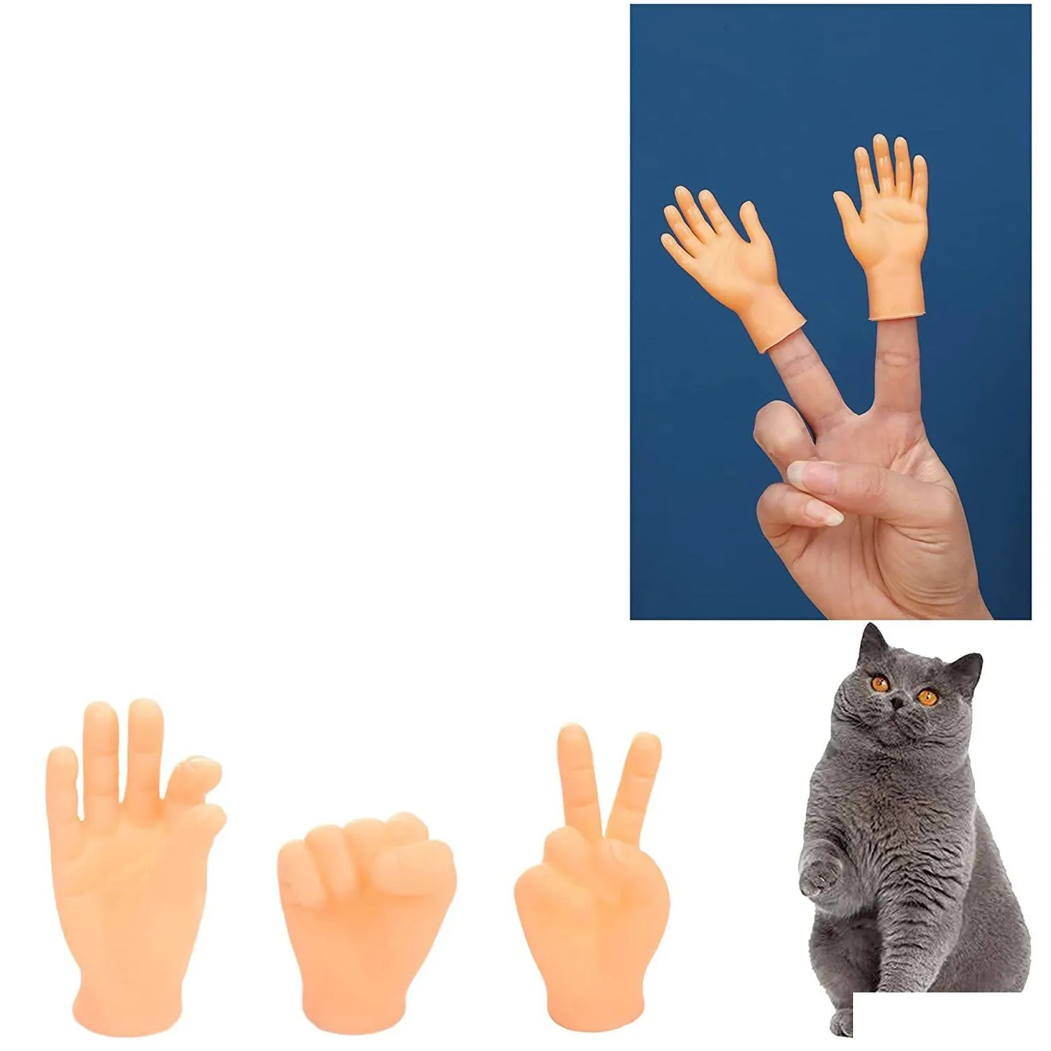 Novelty Game Tiny Finger Hands Toys 10 Pack Little Rubber Flat Style Mini Realistic