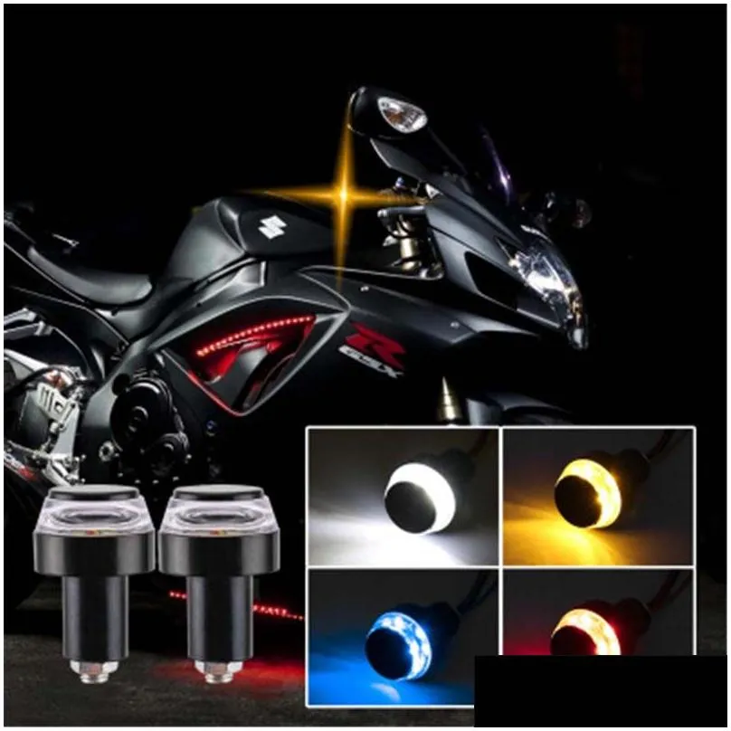 Motorcycle Handlebar End Lighting Turn Signal Light Universal Indicator Flasher Handle Bar Marker Motorbike Accessories Red Lamp