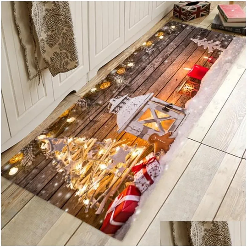 Carpets 40X12/60X180CM Merry Christmas Area Rugs Carpet Floor Mat For Home Kitchen Living Dining Room Playroom Decorations Textile