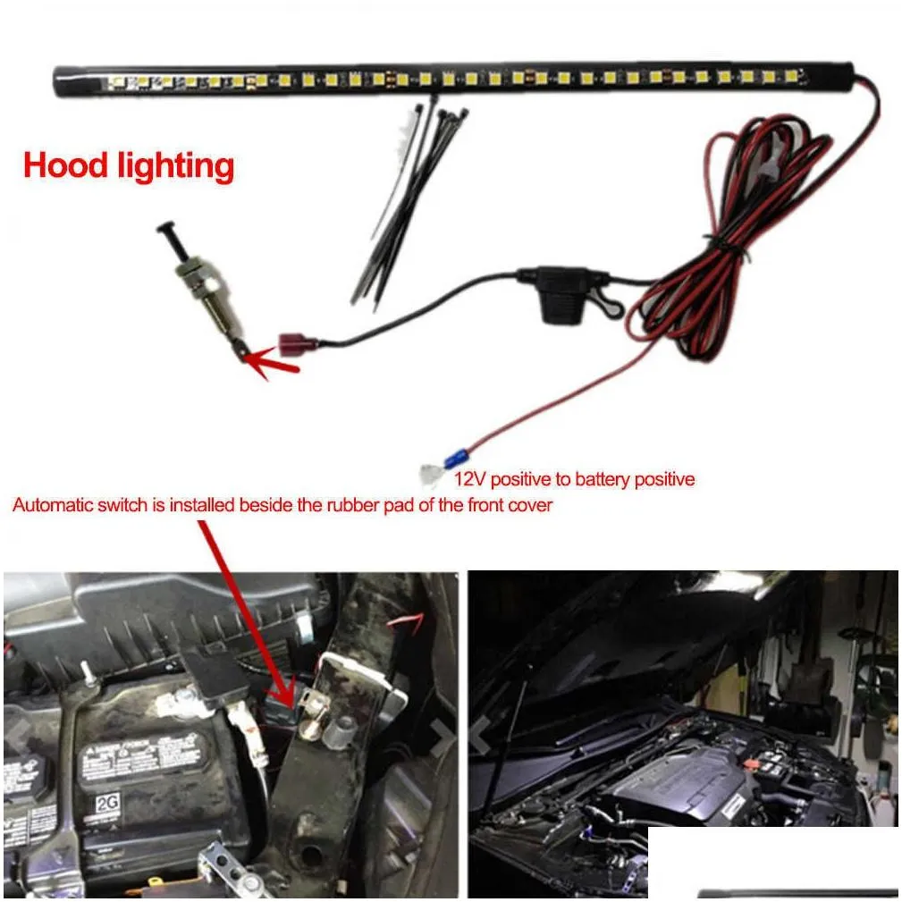 White Under Hood LED Light Kit With Automatic on/off -Universal Fits Any Vehicle Car LED lights Automatic Switch Ties LED Strips