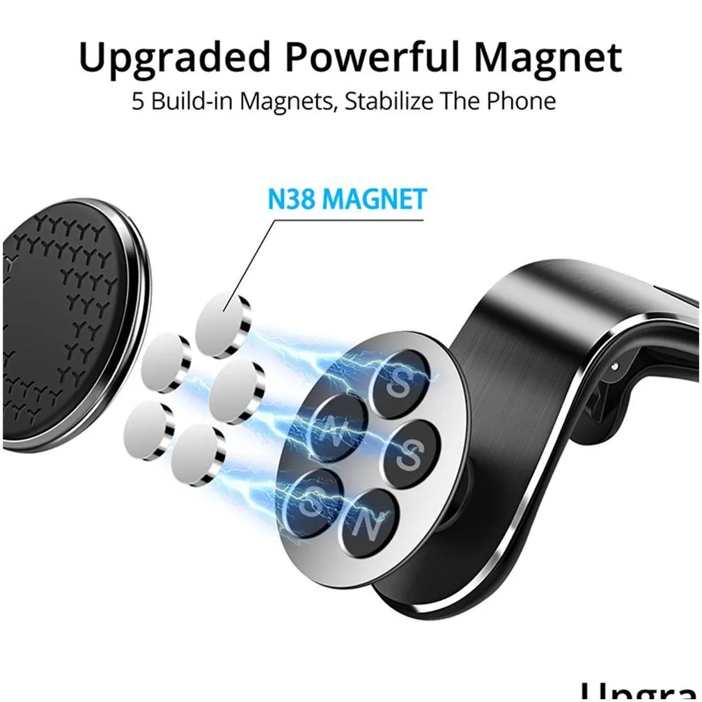 Magnetic Hands Free Phone Holder Car Phone Holder Air Vent Clip Mount Rotation Satnav GPS Support For Adjustable Mobile Phone Stand In
