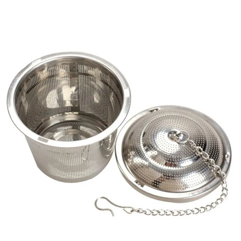 Durable 3 Sizes Silver Reusable 304 Stainless Mesh Herbal Ball Tea Strainer Teakettle Locking Tea Filter Infuser LZ187