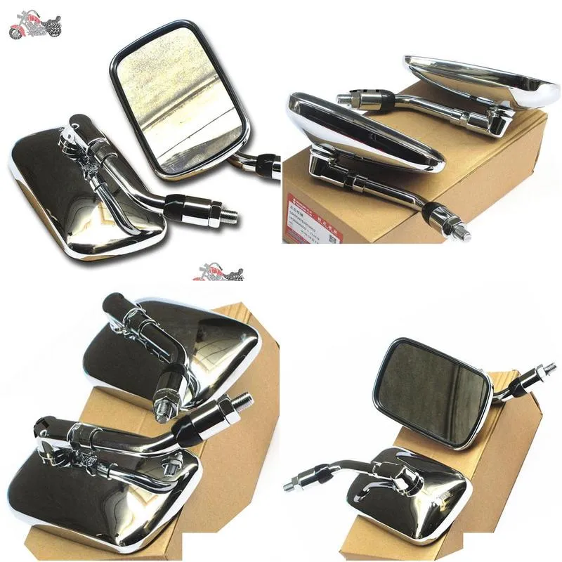 Chrome Rearview Mirror for Honda Kawasaki Suzuki 10mm Thread - Custom  Chopper Motorcycle Moto Bike