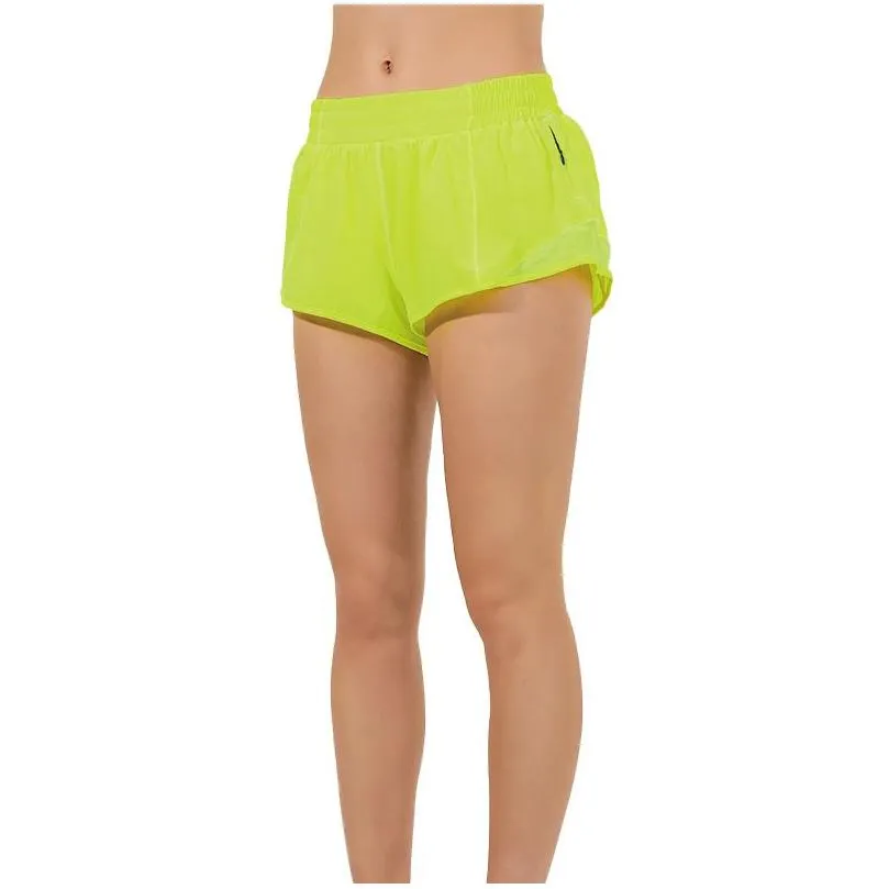 designers lu-08 womens yoga shorts fit zipper pocket high rise quick dry  lemon womens train short loose style breathable gym motion