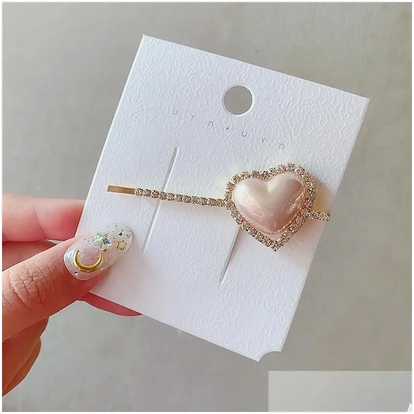 Hair Clips & Barrettes South Korea Dongdaemun Accessories Pearl Love Hairpin Girl Side Liu Seaside Clip Simple Metal Duckbill With Gem