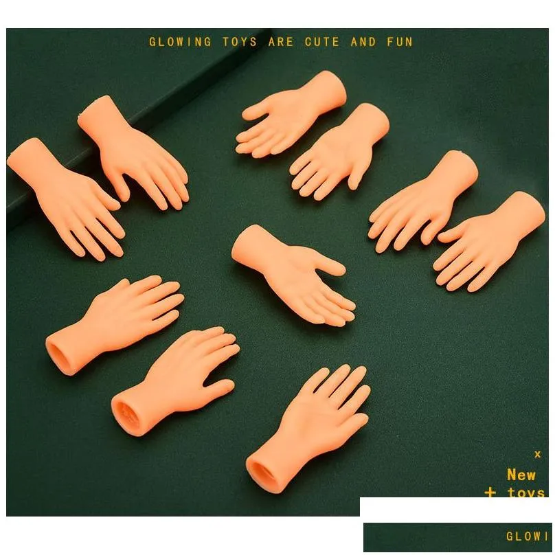 Novelty Game Tiny Finger Hands Toys 10 Pack Little Rubber Flat Style Mini Realistic