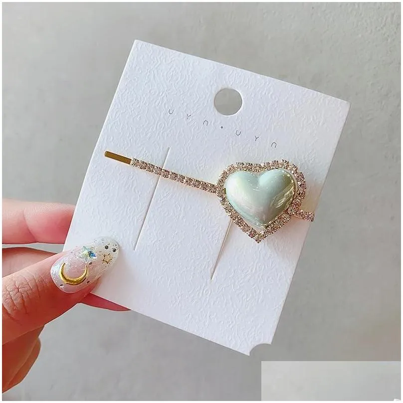 Hair Clips & Barrettes South Korea Dongdaemun Accessories Pearl Love Hairpin Girl Side Liu Seaside Clip Simple Metal Duckbill With Gem