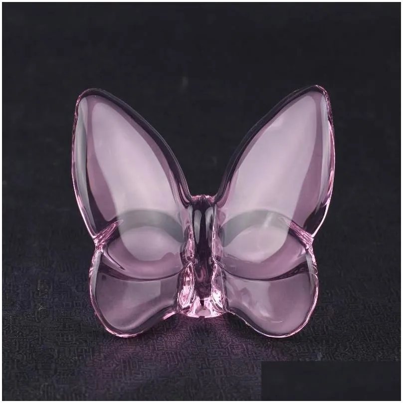 Party Favor Colored Glaze Crystal Butterfly Ornaments Home Decoration Crafts Holiday Gifts