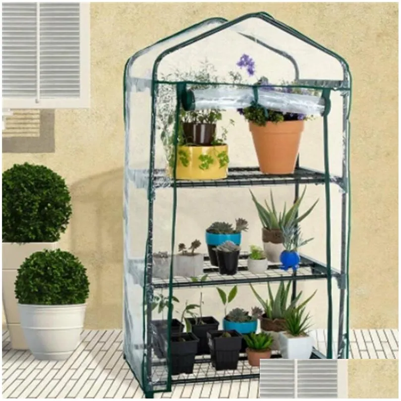 other garden supplies 2/3/4/5 tier small greenhouse outdoor plant grow green house pvc cover transparent