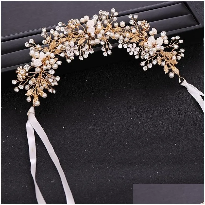 Hair Clips & Barrettes Flower Rhinestone For Women Rose Gold Color Pins Bride Wedding Accessories Ornaments Jewelry Bridal Headpiece