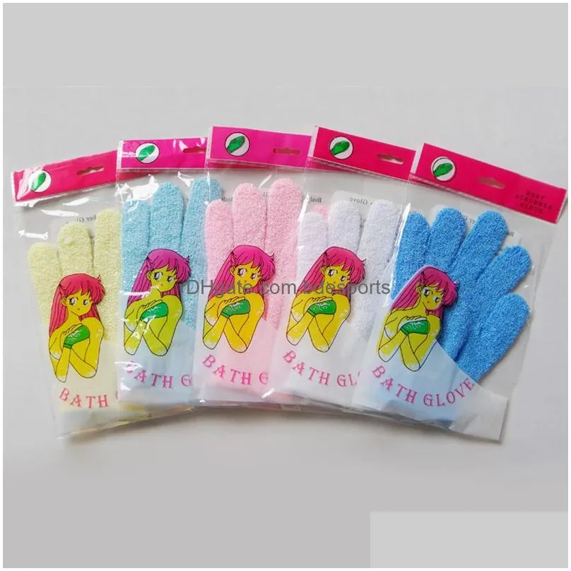 Exfoliating Bath Glove Body Scrubber Gloves Nylon Shower Gloves Body Spa Massage Dead Skin Cell Remover