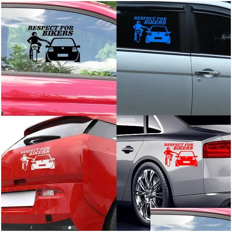 Car Respect For Bikers Sticker Funny Auto Stickers Skateboard Decals For Vehicle Motorcycle Luggage Bike Accessories