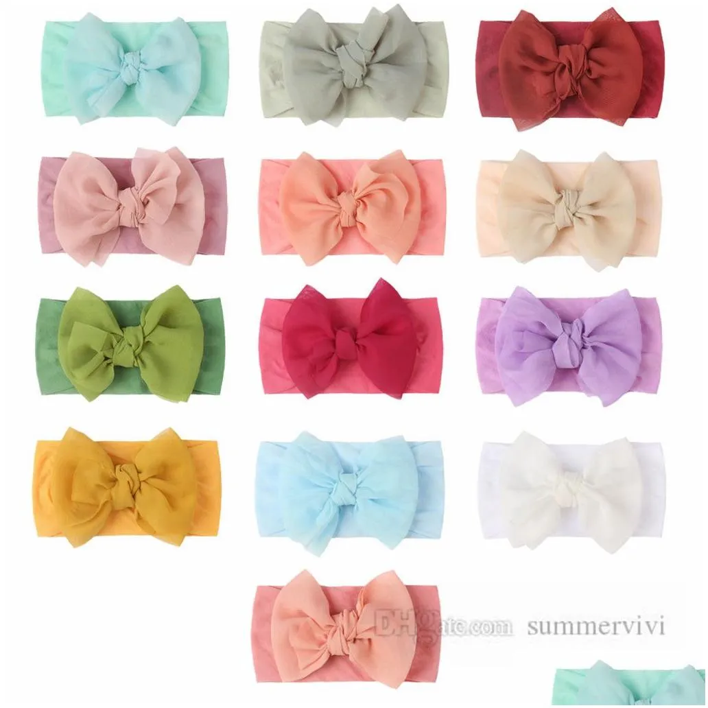 INS Baby birthday party headbands girls candy color Bows princess hairbands 2022 children wide elastic hair accessories Q7285