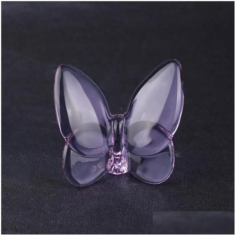 Party Favor Colored Glaze Crystal Butterfly Ornaments Home Decoration Crafts Holiday Gifts