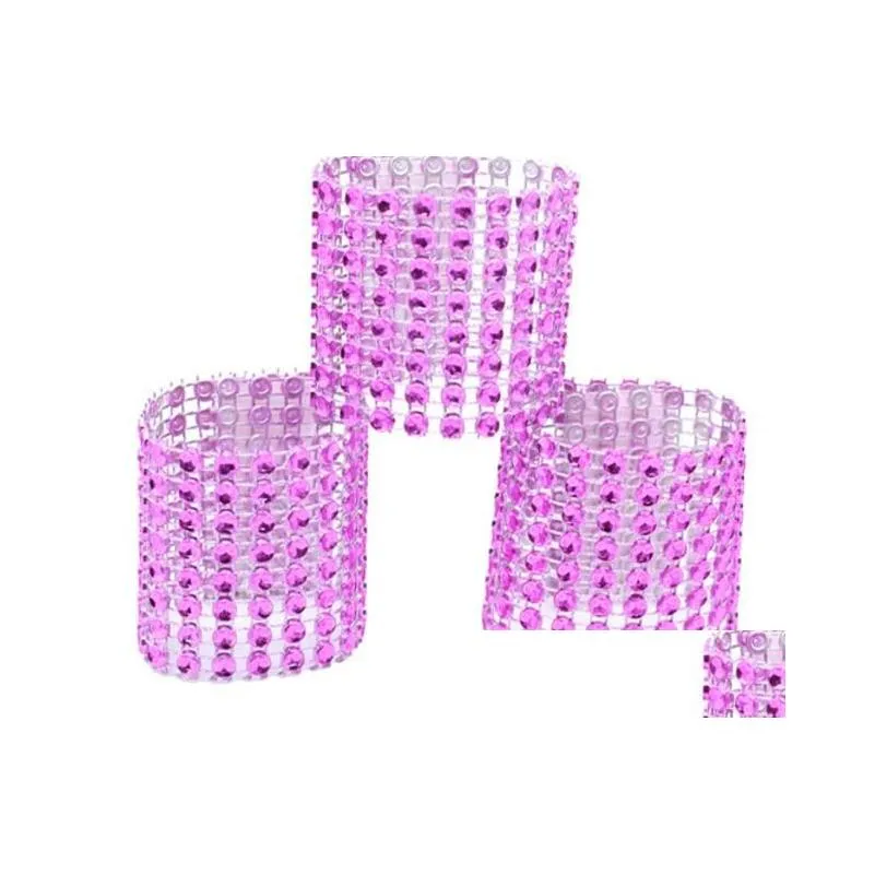 Rhinestone Mesh Wrap Napkin Ring Holder Table Serviette Holder Buckle Strap Chair Sash Wedding Party Christmas DIY Decoration