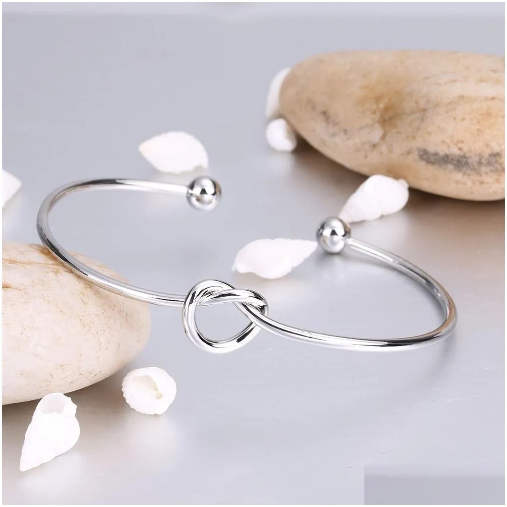 Fashion Knot Bracelet Silver Color Open Cuff Bangles Jewelry Love Proposal Will You Be My Bridesmaid Good Friend Gift