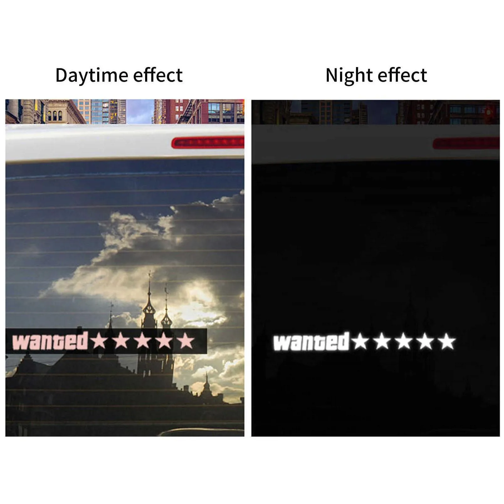 Clyictz Electric 5Stars Wanted - per finestrini auto a LED per JDM, pannello luminoso per parabrezza con luce