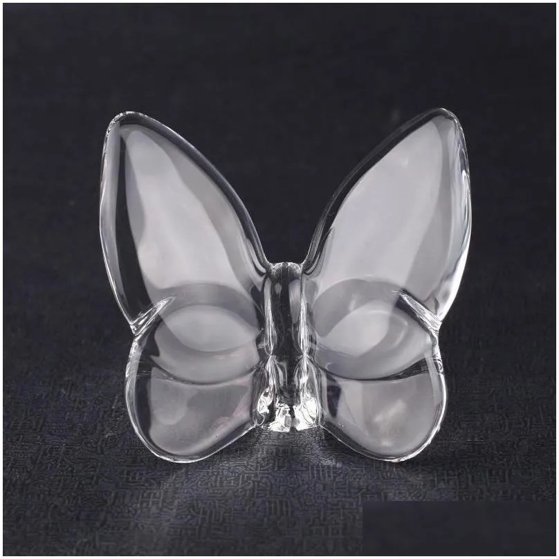 Party Favor Colored Glaze Crystal Butterfly Ornaments Home Decoration Crafts Holiday Gifts