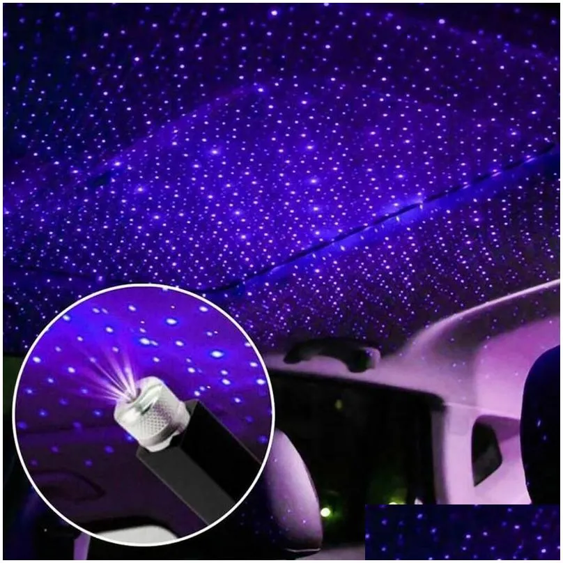 Auto LED Working Light Car Decorative Lights Vehicle Roof Star Night Lights Projector AtmosphereUSB Lamps