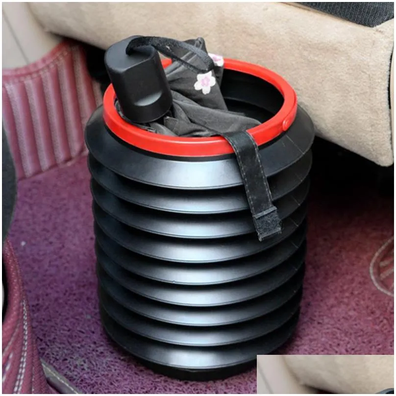 Car Trash Bin Can Foldable 4L Auto Storage Box RV Bucket Wastebasket Container Trash Bin Car Accessories Auto For Cars