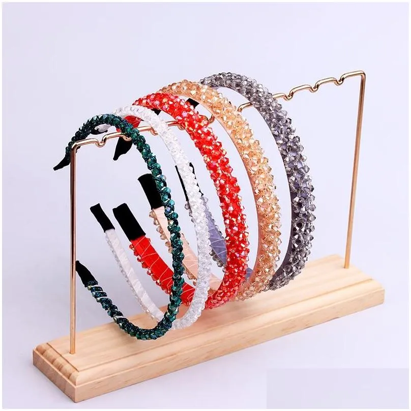 Crystal Headband Hair Accessories For Women Twisted Handmade Colorful Beaded Designer Hairbands Wholesale Bow Hoop Head Bands Clips &