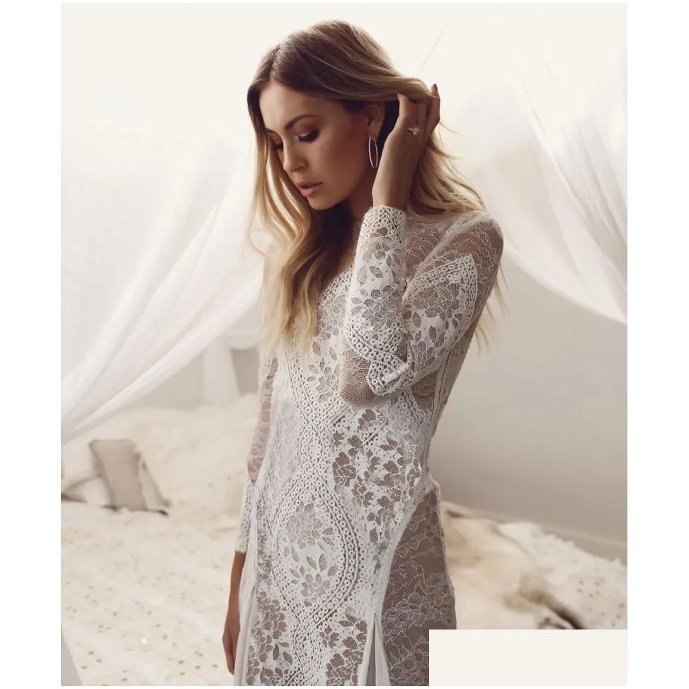 New Exquisite Lace Wedding Dress 2023 Boho Chic Long Sleeve Backless Bridal Gowns Summer robe de mariage