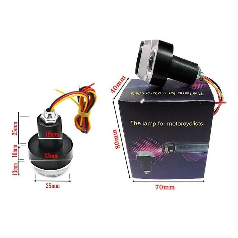 Motorcycle Handlebar End Lighting Turn Signal Light Universal Indicator Flasher Handle Bar Marker Motorbike Accessories Red Lamp